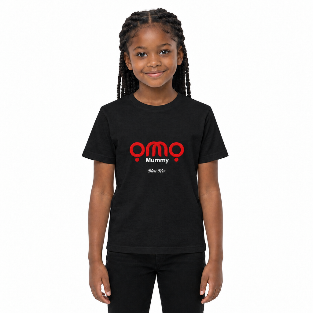 Black OMO T-shirt with red logo and white lettering